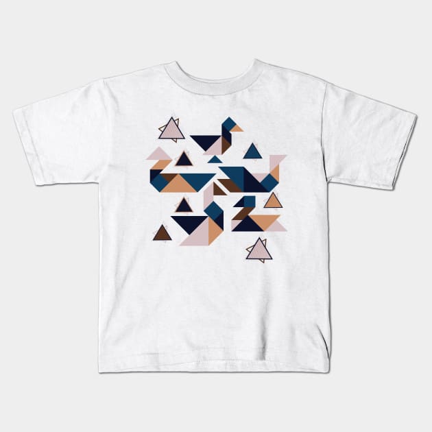 Geometrical Swan Kids T-Shirt by Fj Greetings